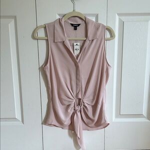Express Light Pink Tie-Front Blouse